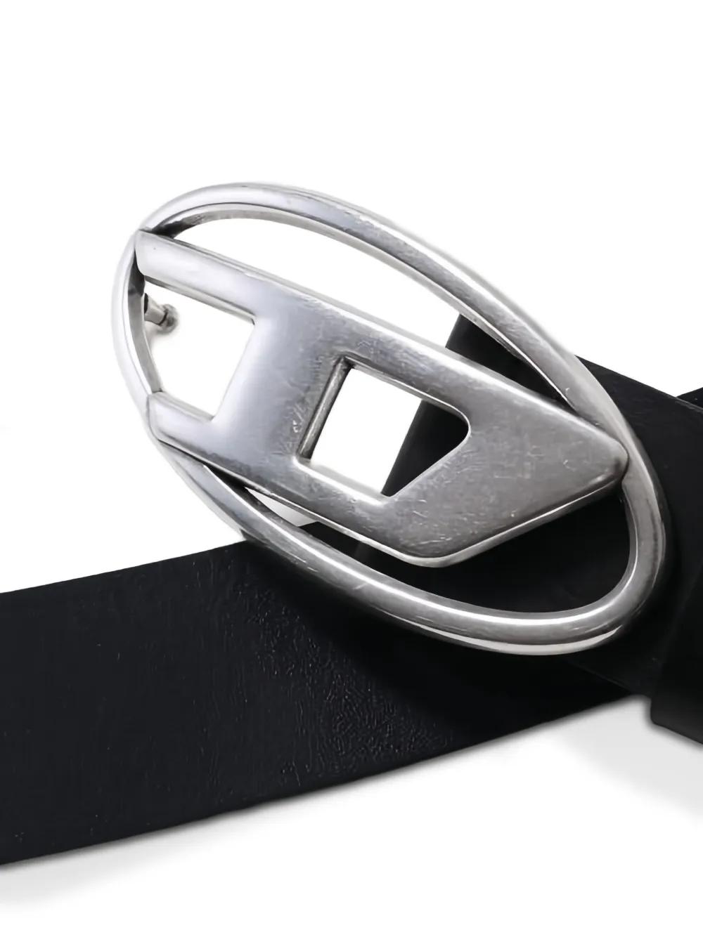 Diesel Leren riem met logogesp Zwart