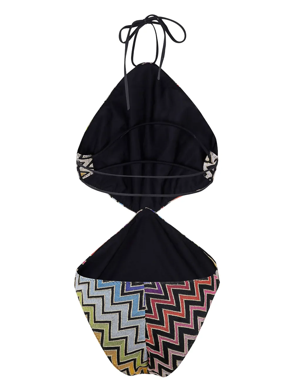 Missoni zig-zag-pattern halter-neck swimsuit Zwart