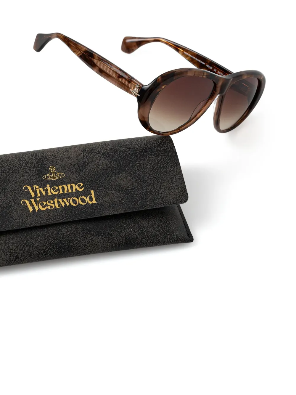 Vivienne Westwood Zonnebril met rond montuur en schildpadschild design Bruin