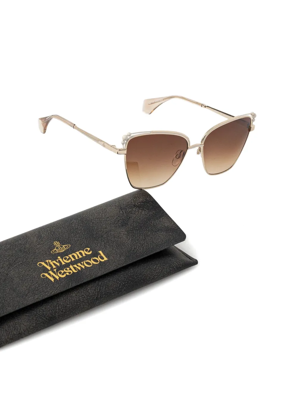 Vivienne Westwood Zonnebril met cat-eye montuur verfraaid met parels Beige