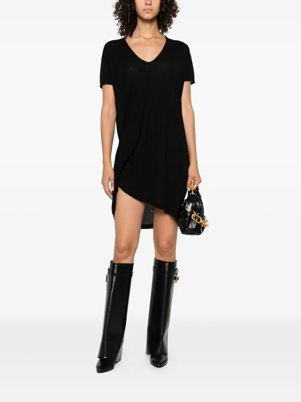 Rick Owens V-neck short-sleeve T-shirt Zwart