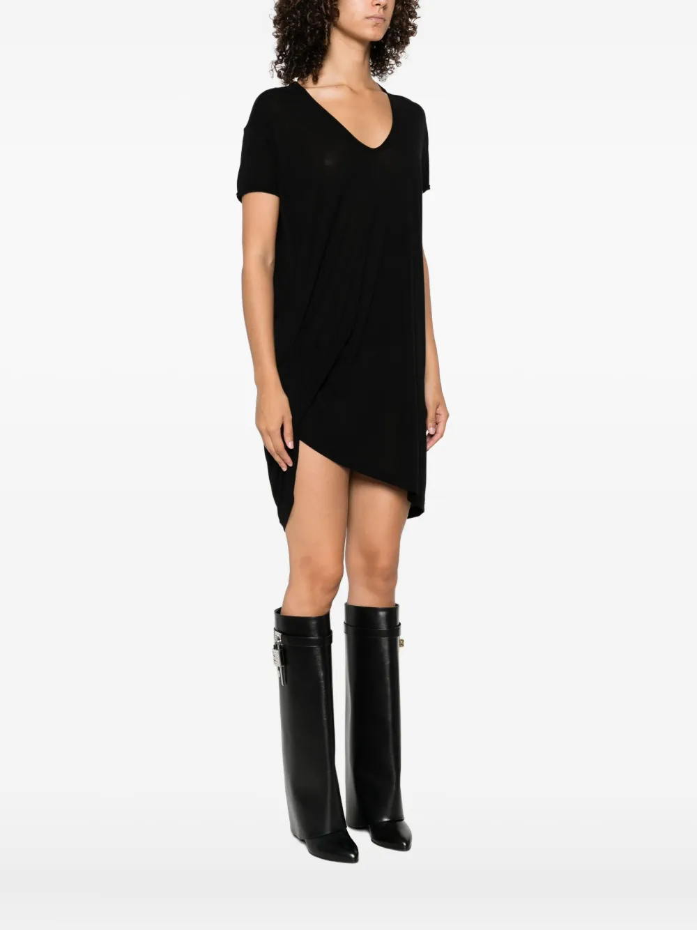 Rick Owens V-neck short-sleeve T-shirt Zwart