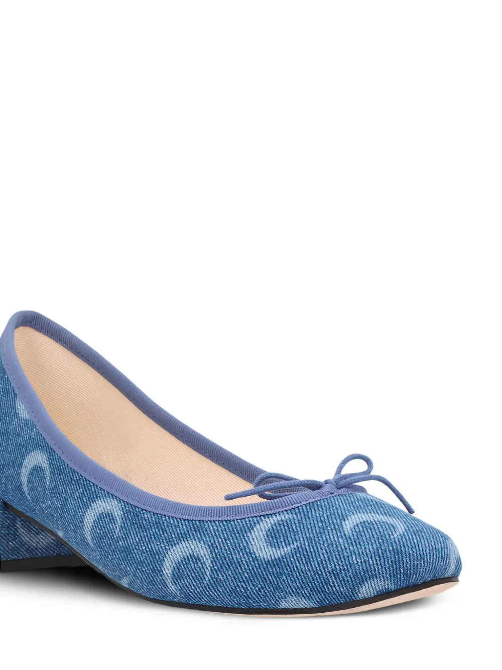 Repetto x Marine Serre Camille crescent moon-print heeled pumps Blue