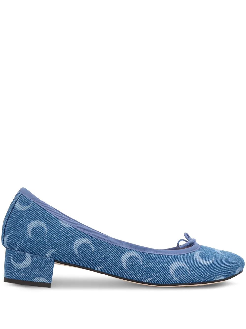 Repetto x Marine Serre Camille crescent moon-print heeled pumps Blue