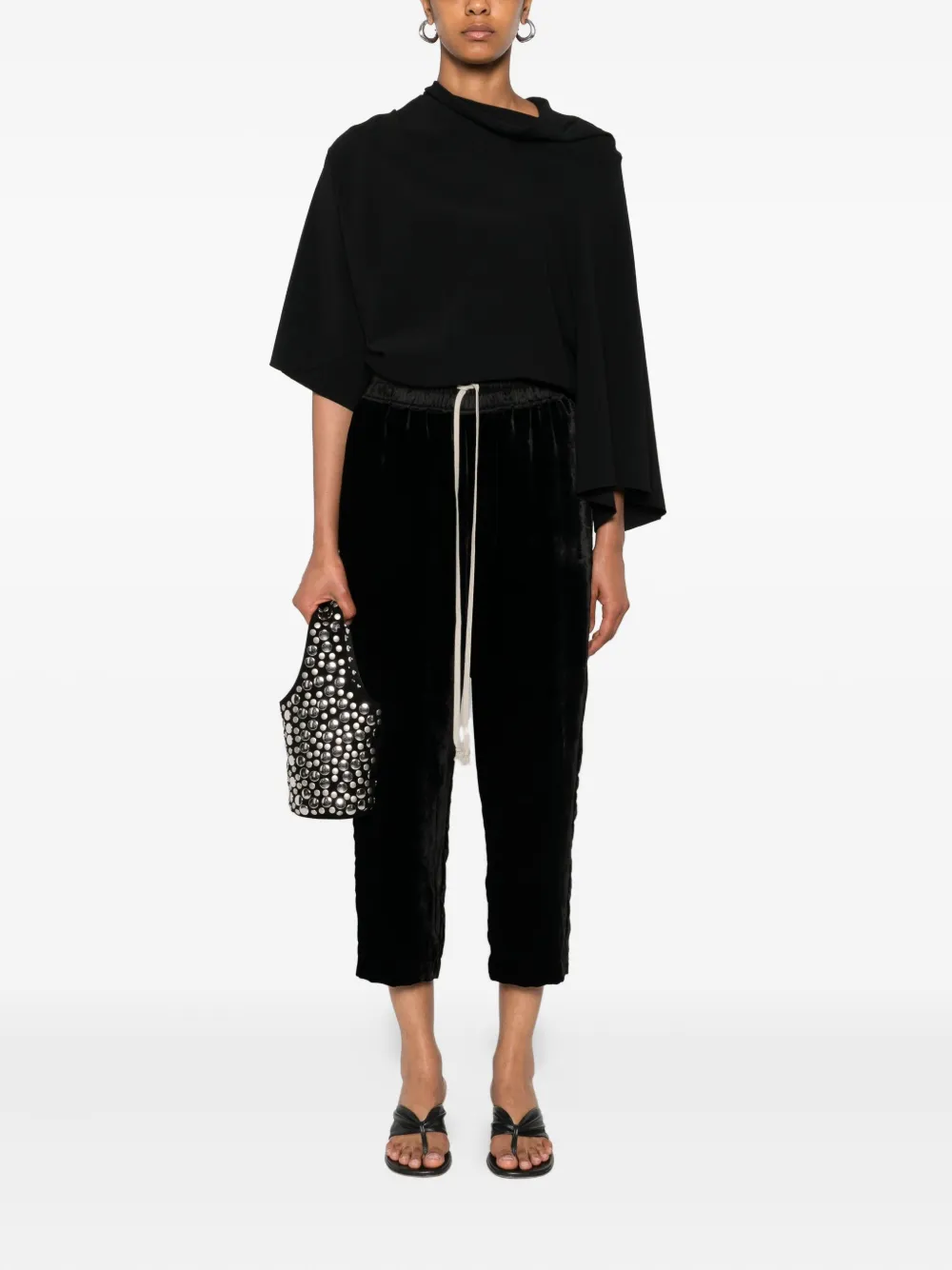 Rick Owens velvet drawstring trousers | Cropped Pants | Image 2