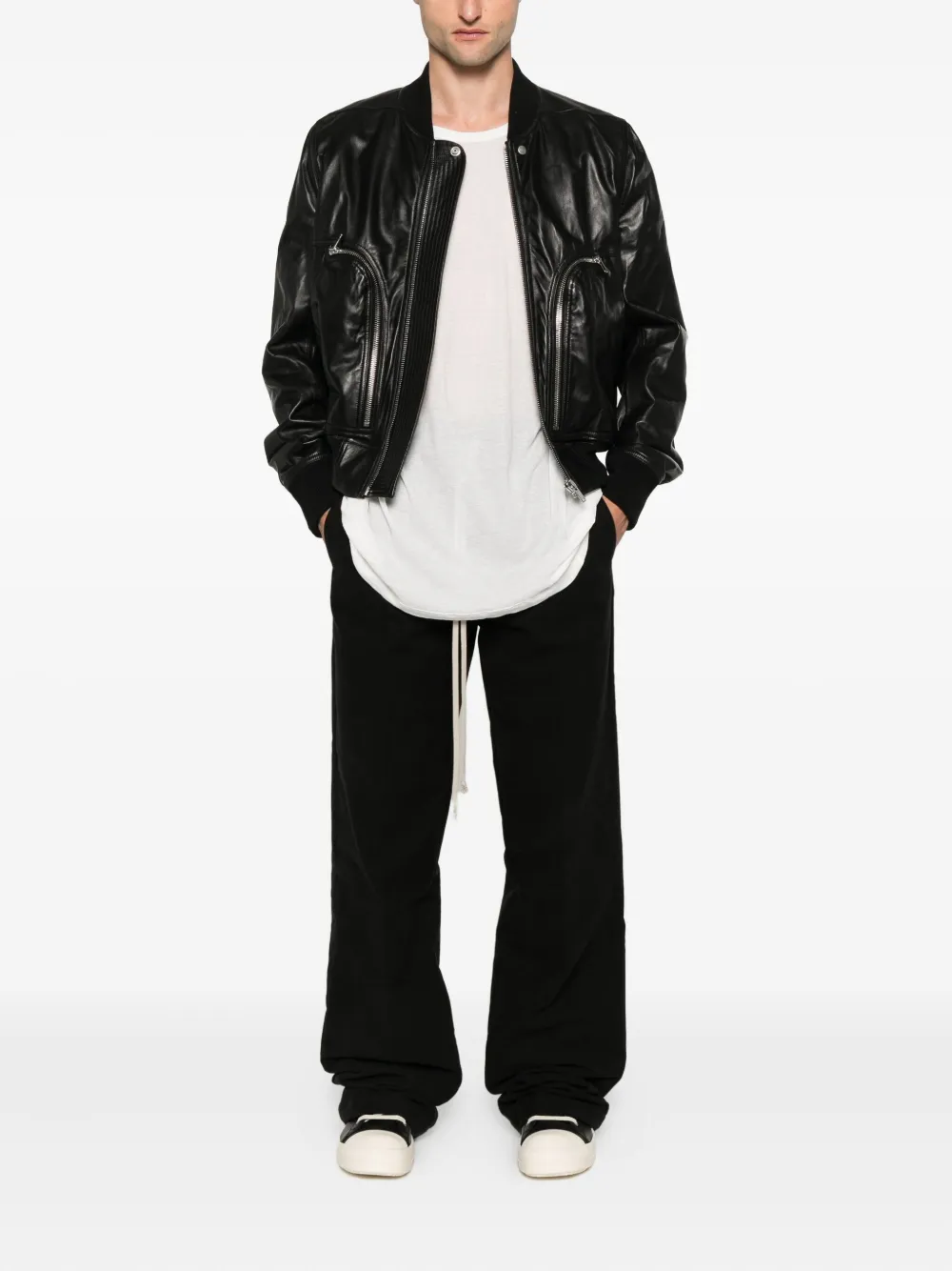 Rick Owens Leren bomberjack Zwart