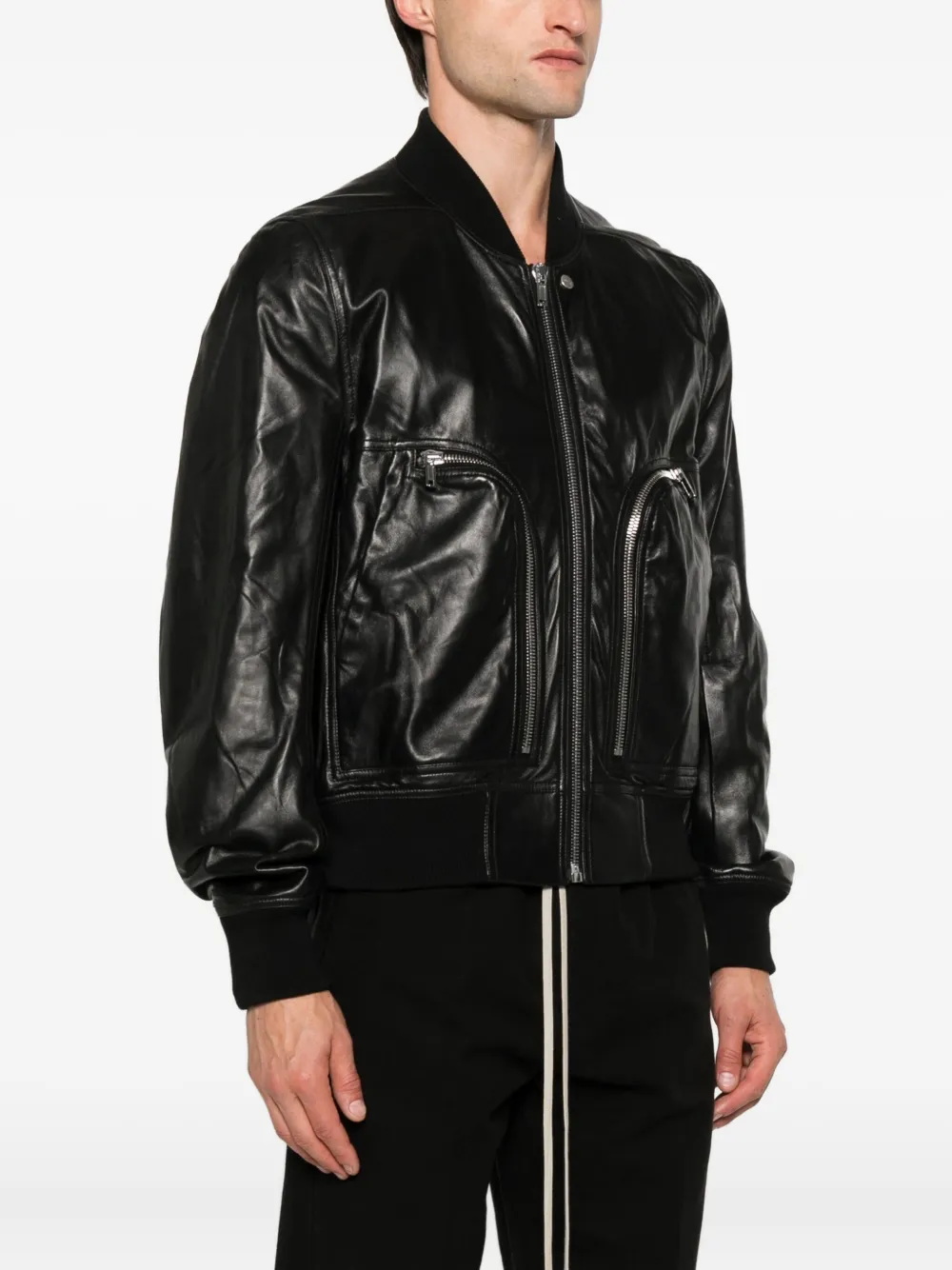 Rick Owens Leren bomberjack Zwart