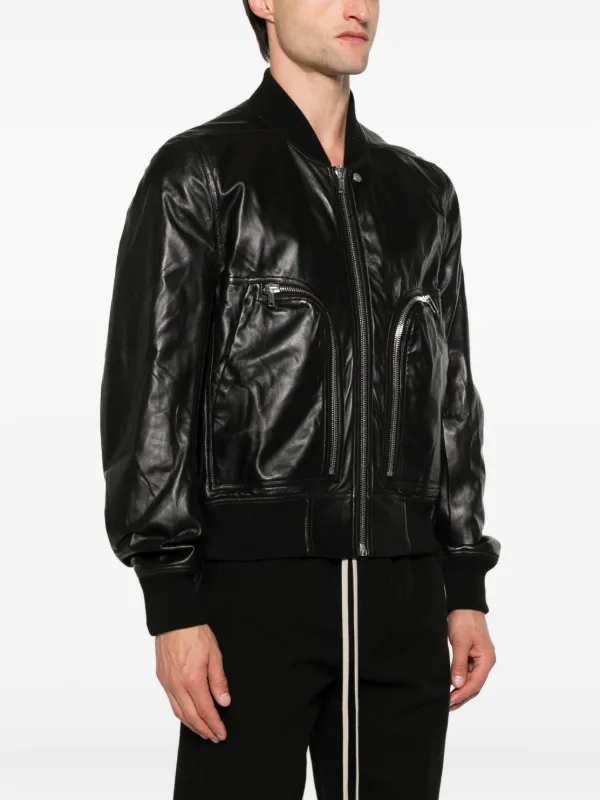 Rick Owens レザー ボンバージャケット | ブラック | FARFETCH JP