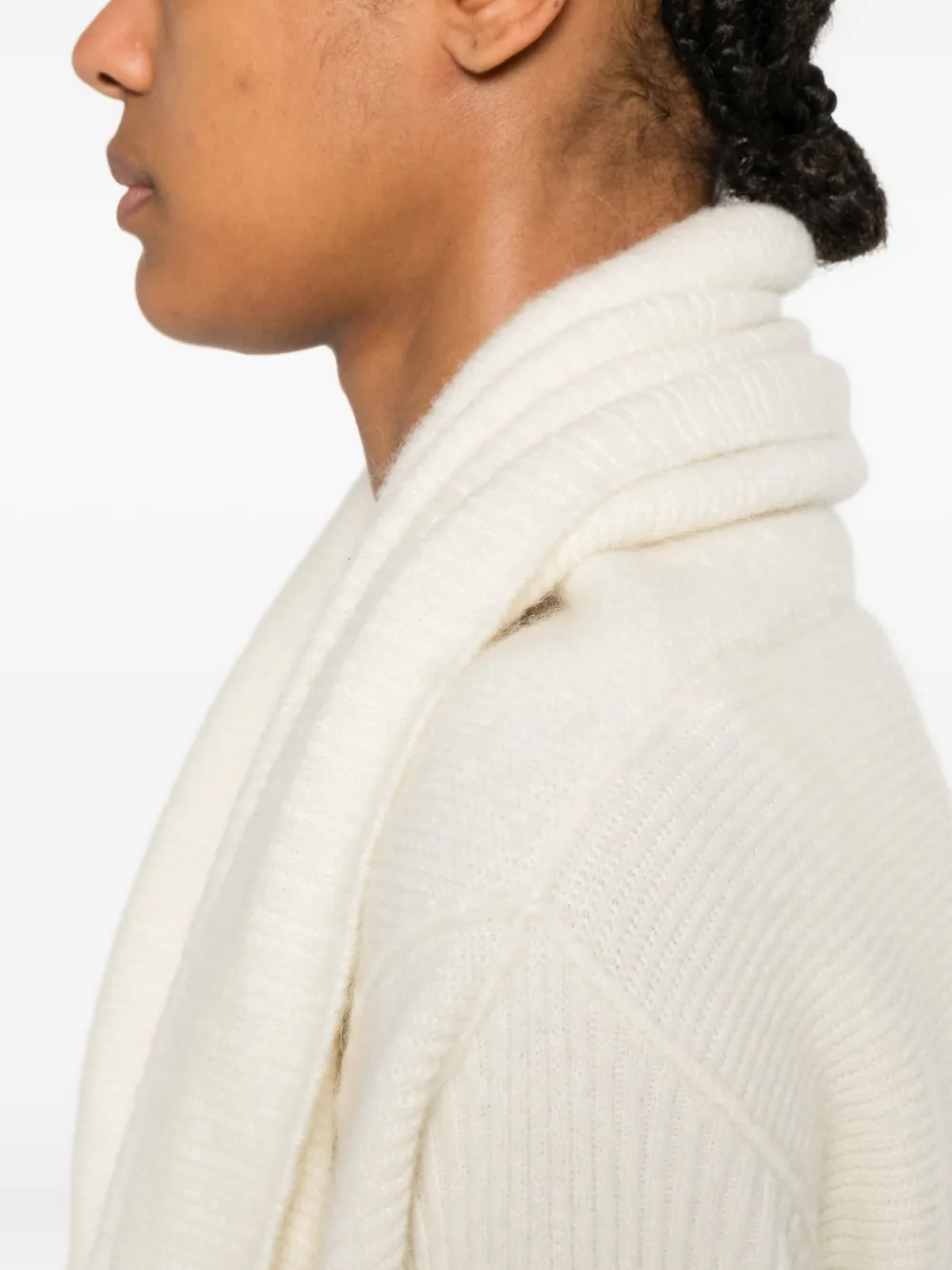 Rick Owens ribbed-knit coat Wit