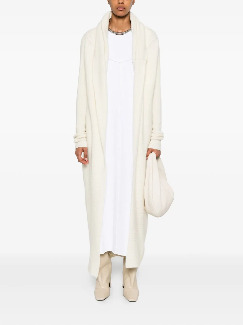 Rick Owens ribbed-knit coat Wit