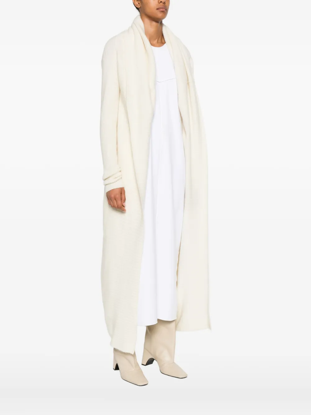 Rick Owens ribbed-knit coat Wit