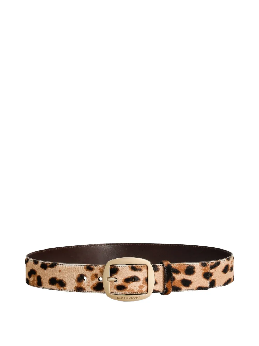 Dolce & Gabbana Leopard-print Buckle Belt In Brown
