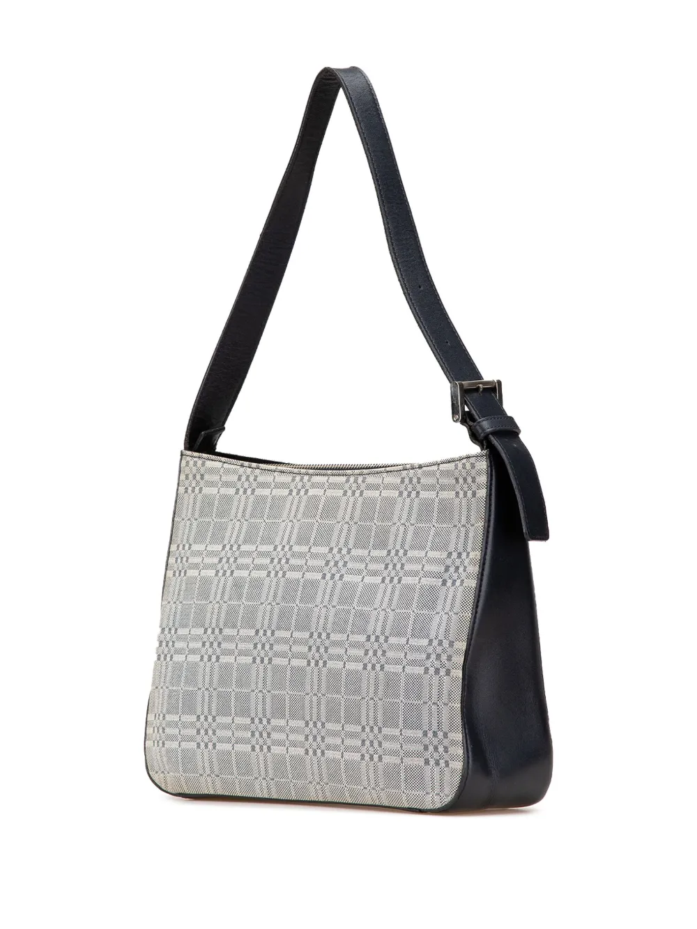 Pre-owned Burberry 2000-2017 Tonal Check Canvas Shoulder Bag In Blue