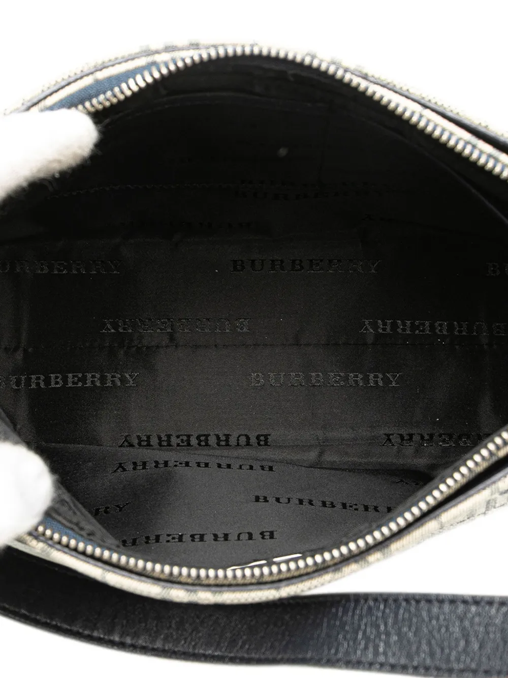 Pre-owned Burberry 2000-2017 Tonal Check Canvas Shoulder Bag In Blue