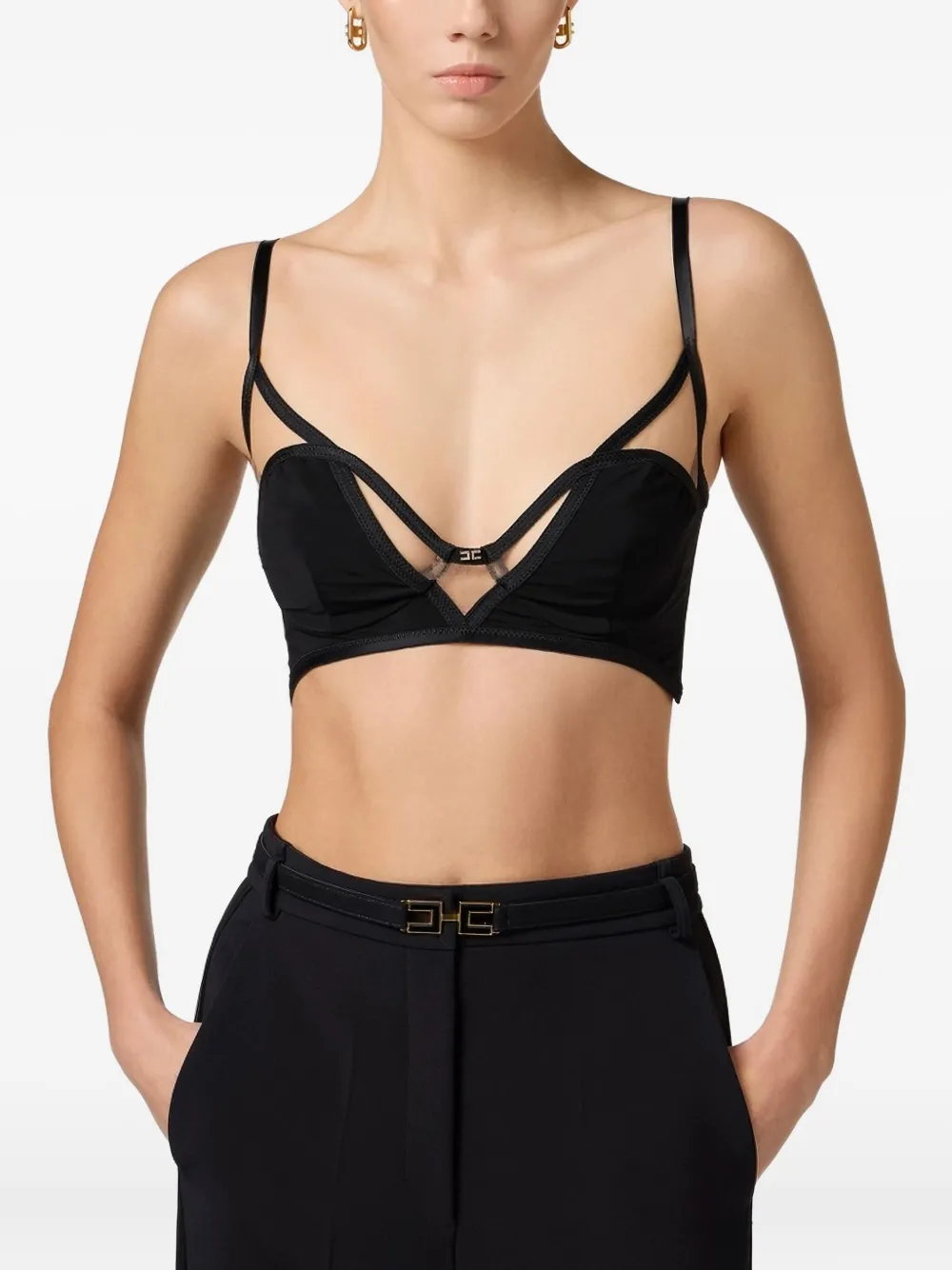 Elisabetta Franchi Bralette met doorzichtige vlakken Zwart