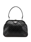 CHANEL Pre-Owned 1996-1997 CC Quilted Lambskin Kiss Lock Frame Top Handle Bag handbag - Black