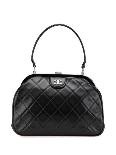 CHANEL Pre-Owned 1996-1997 CC Quilted Lambskin Kiss Lock Frame Top Handle Bag handbag