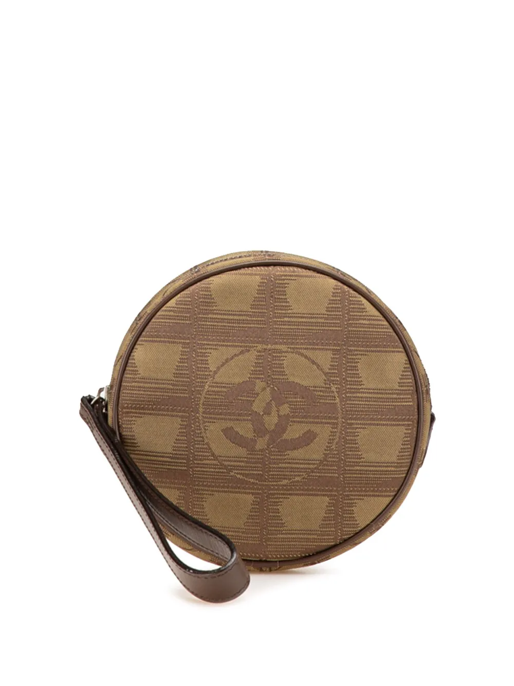 CHANEL Pre-Owned 2002-2003 New Travel Line Nylon Round pouch - ブラウン CHANEL Pre-Owned 2002-2003 New Travel Line Nylon Round pouch - ブラウン