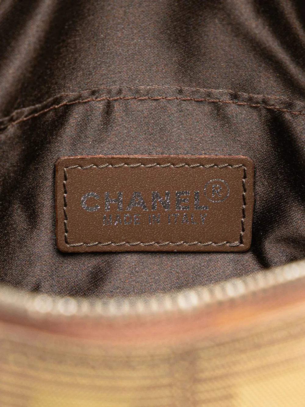 Pre-owned Chanel 2002-2003 New Travel Line Nylon Round Pouch In Brown