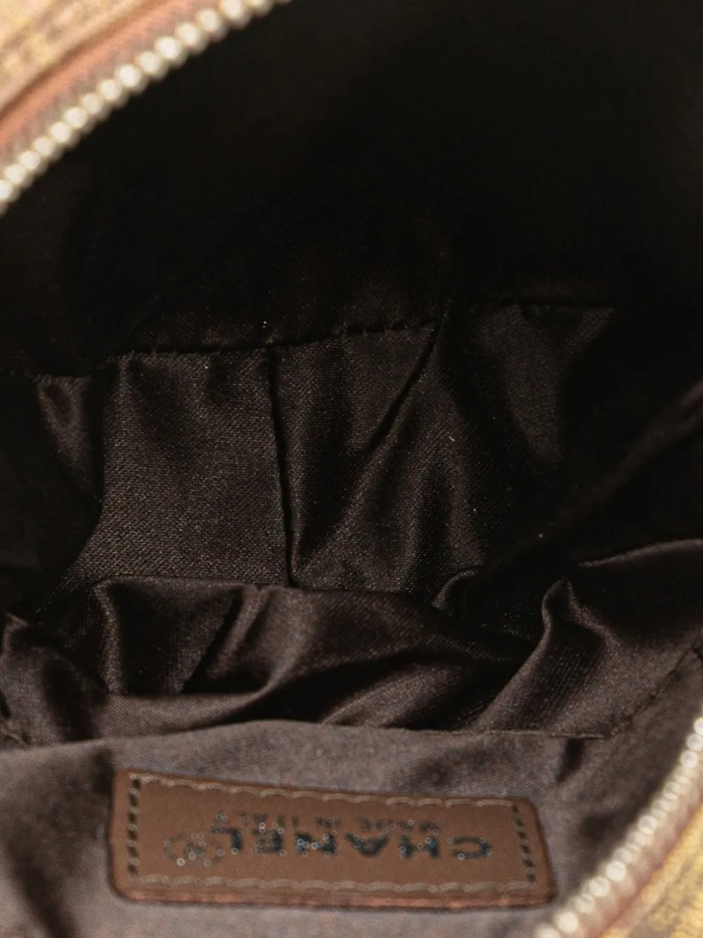Pre-owned Chanel 2002-2003 New Travel Line Nylon Round Pouch In Brown