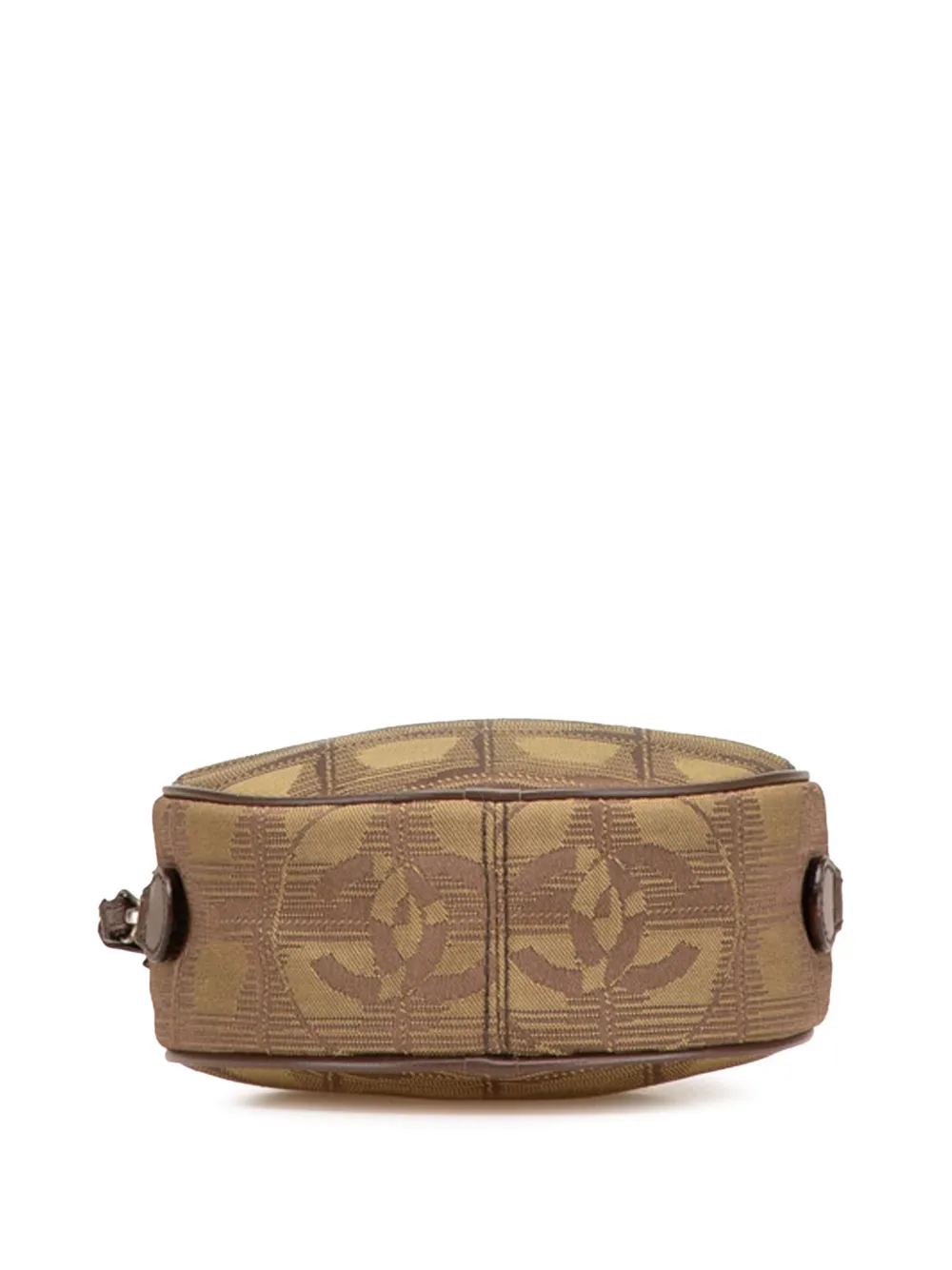 Pre-owned Chanel 2002-2003 New Travel Line Nylon Round Pouch In Brown