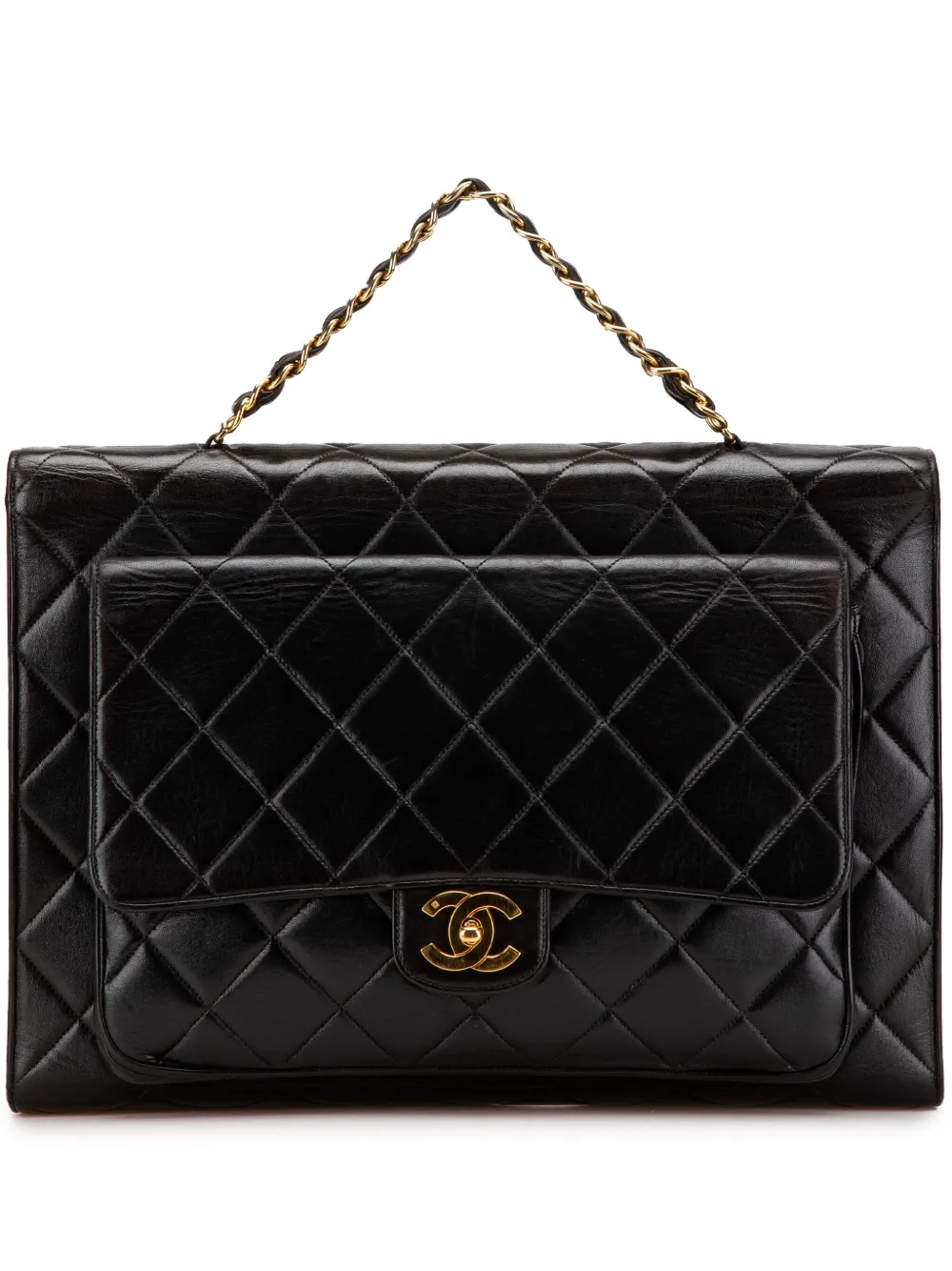 CHANEL Pre-Owned 1994-1996 CC Quilted Lambskin Double Sided Flap business bag | Black | Image 1