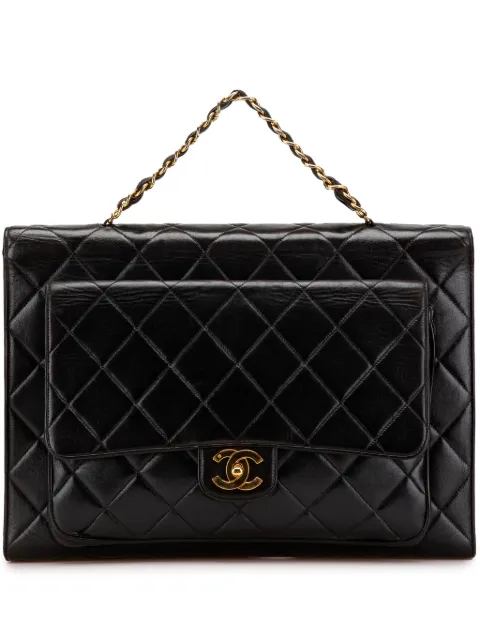 CHANEL Pre-Owned 1994-1996 CC Quilted Lambskin Double Sided Flap business bag