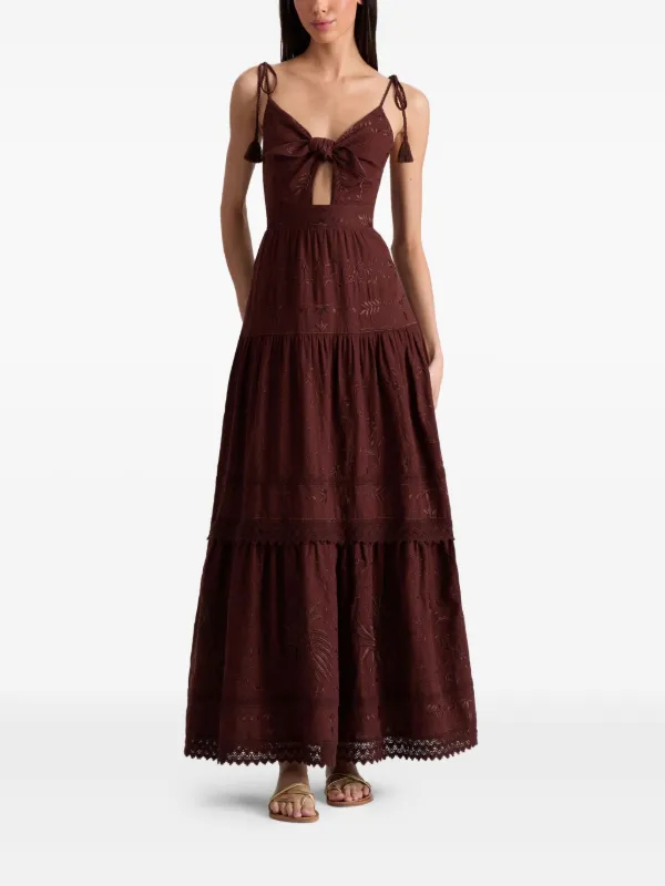 Alice + Olivia Minka Embroidered Maxi Dress - Brown