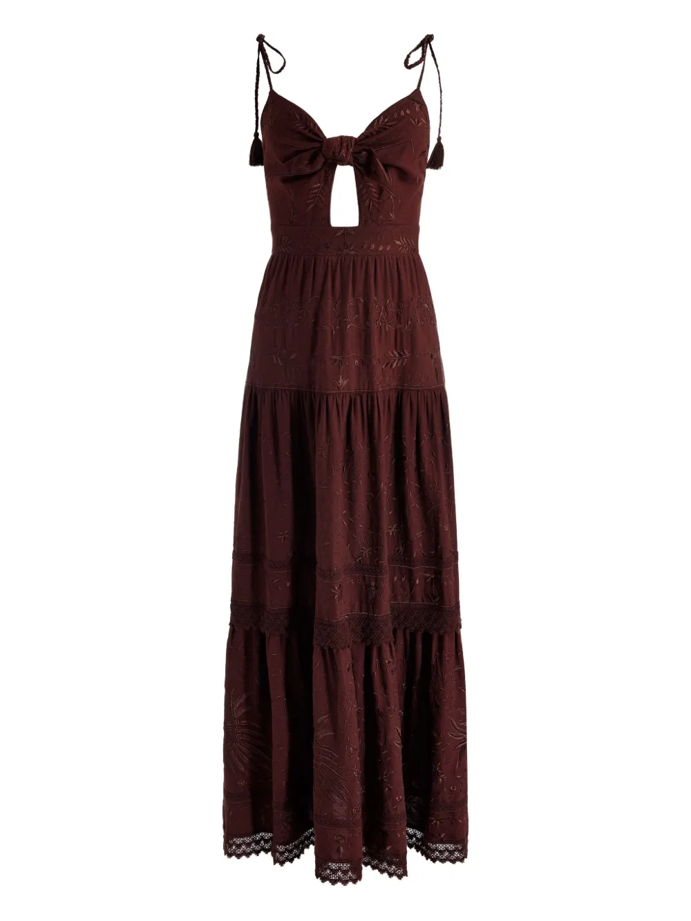 Alice + olivia tie-front embroidered maxi day dress Bruin