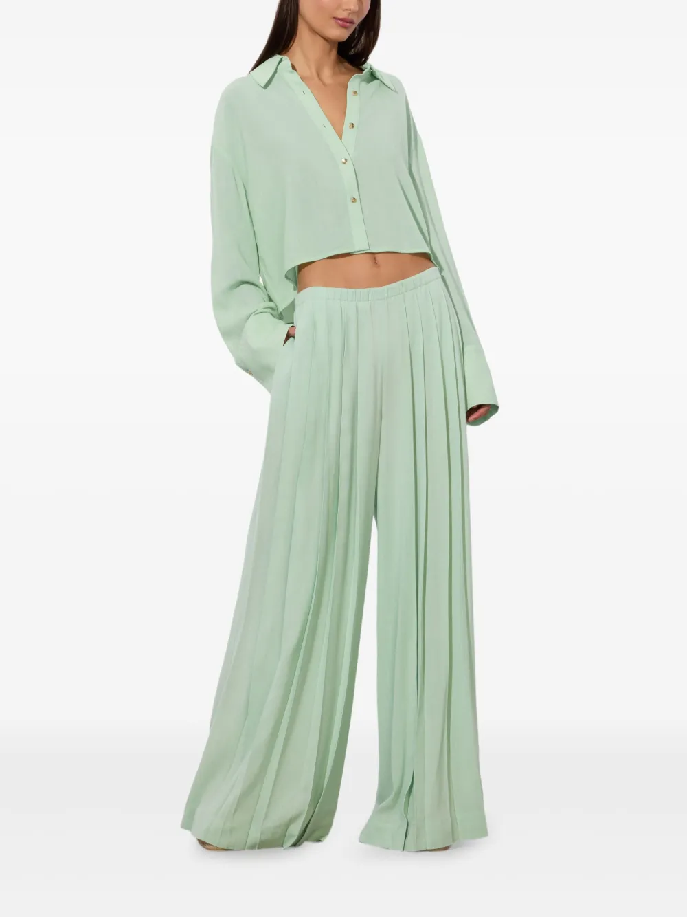 alice + olivia Plooibroek met wijde pijpen Groen