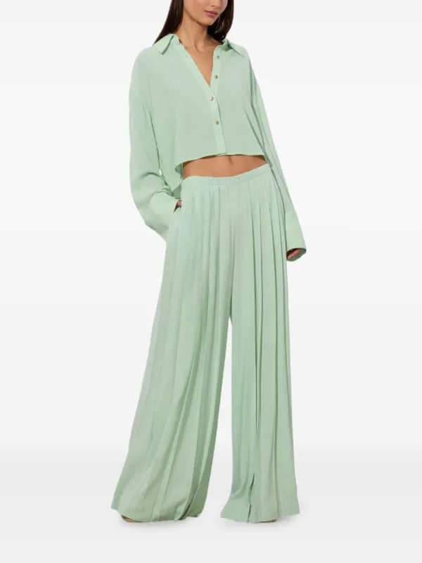Alice+Olivia JENNA プリーテッド ワイドレッグパンツ〇送料込〇 Alice + Olivia Jenna ワイドパンツ | グリーン | FARFETCH JP