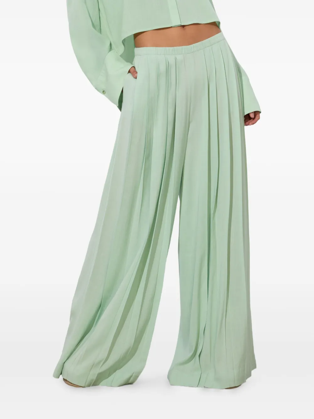 alice + olivia Plooibroek met wijde pijpen Groen
