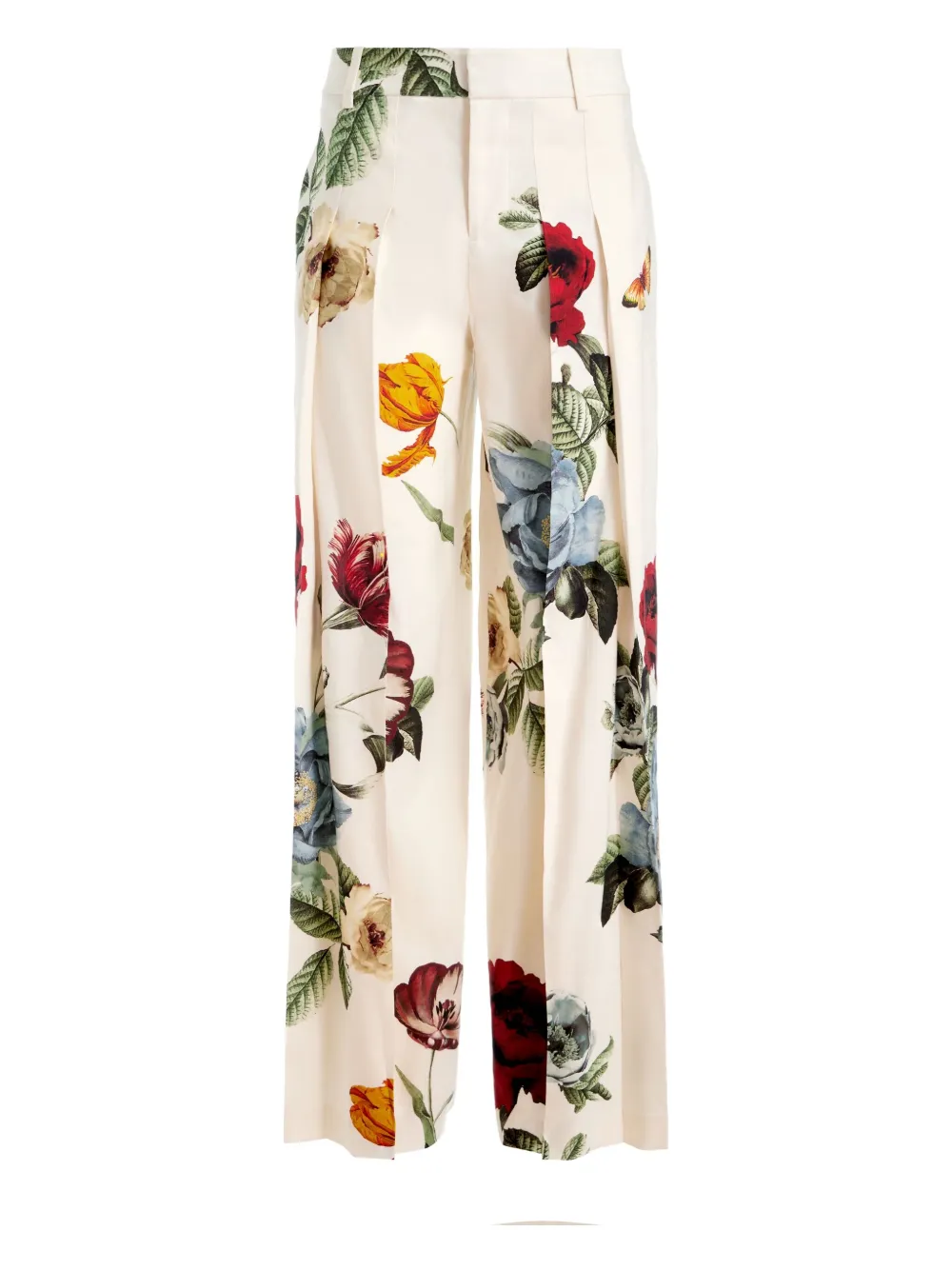 alice + olivia pleated floral trousers - Toni neutri