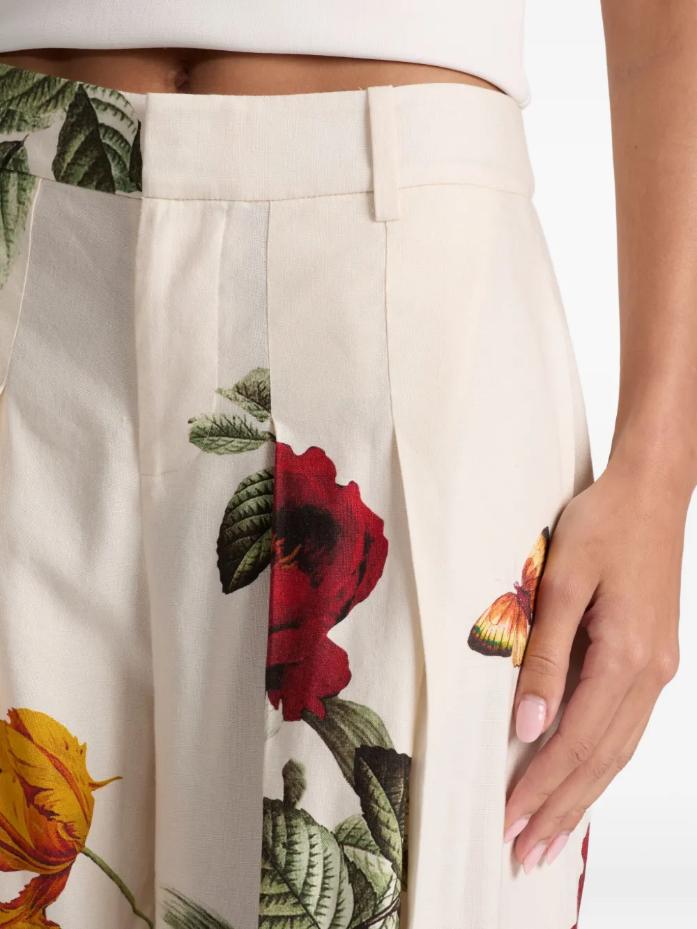 alice + olivia Plooibroek met bloemenprint Beige
