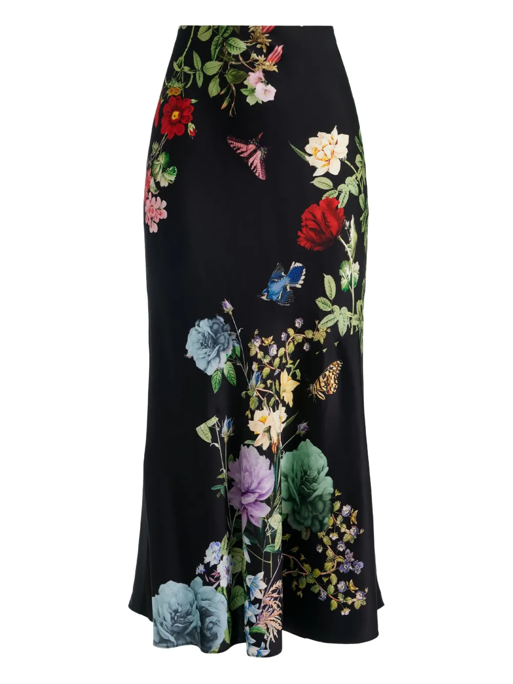 Alice + olivia floral-print midi skirt Zwart