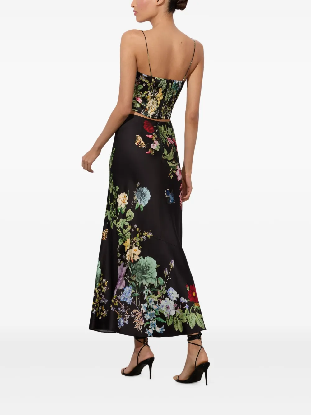 alice + olivia floral-print midi skirt Zwart
