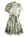alice + olivia floral-print tassel-trimmed mini day dress - White