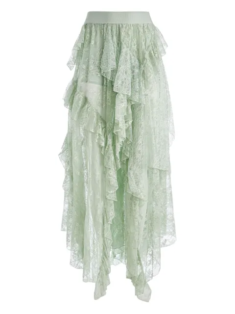 alice + olivia ruffled lace skirt