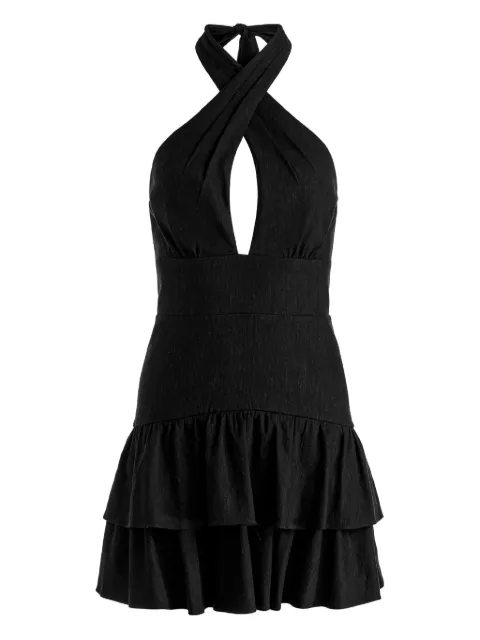 alice + olivia Evelina halterneck ruffled mini dress