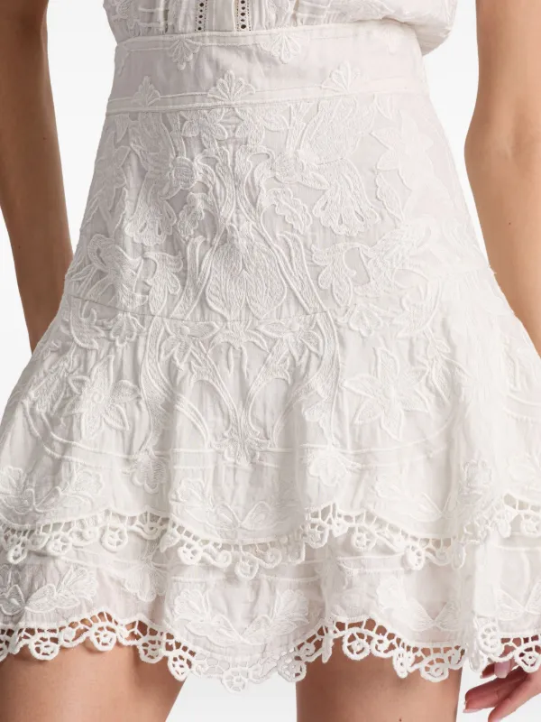 alice and olivia white embroidered dress Women Size 6 Alice + Olivia White Embroidered Detail Viscose Dress