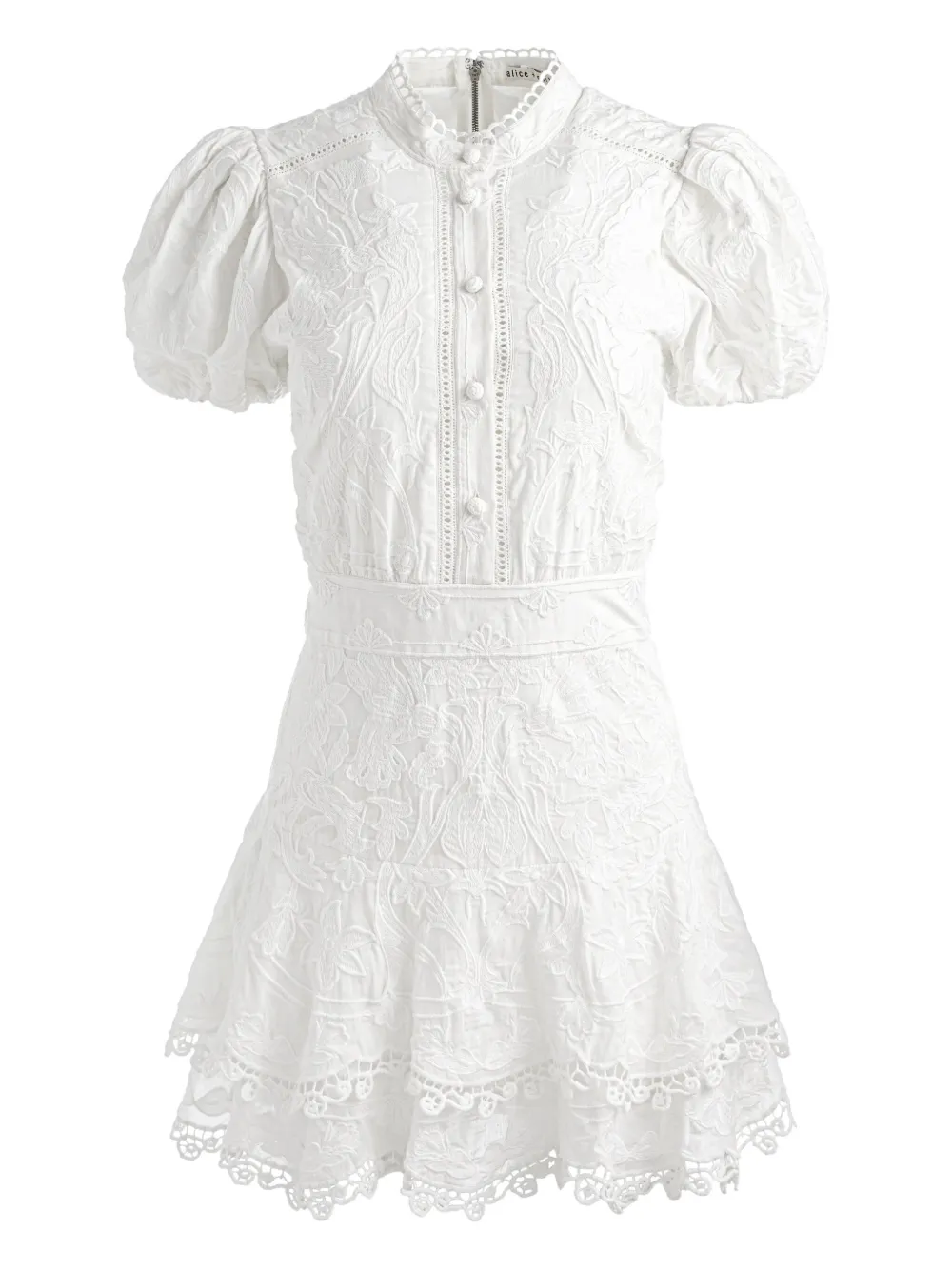 embroidered tiered cotton mini day dress