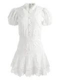 alice + olivia embroidered tiered cotton mini day dress - White