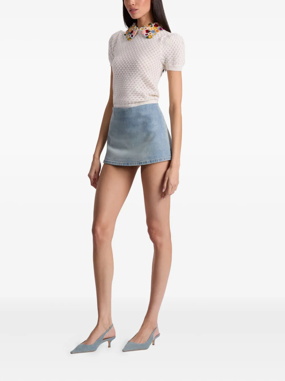 alice + olivia Maci denim mini skort | Short Shorts | Image 2