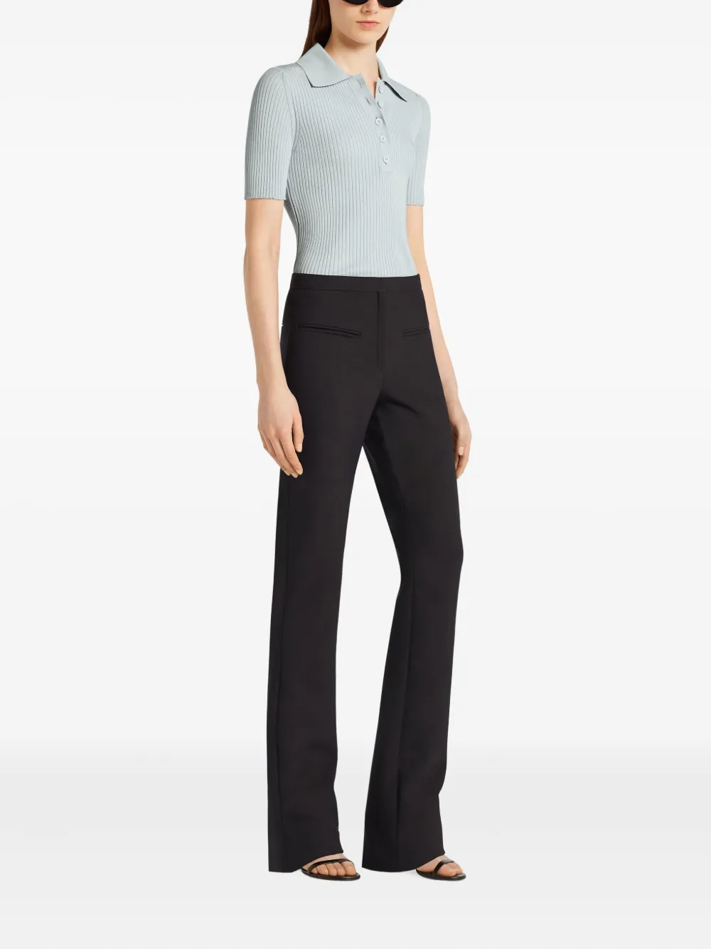 Courrèges Geribbelde polotop Blauw