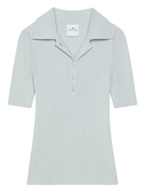 Courrèges ribbed short-sleeve polo top