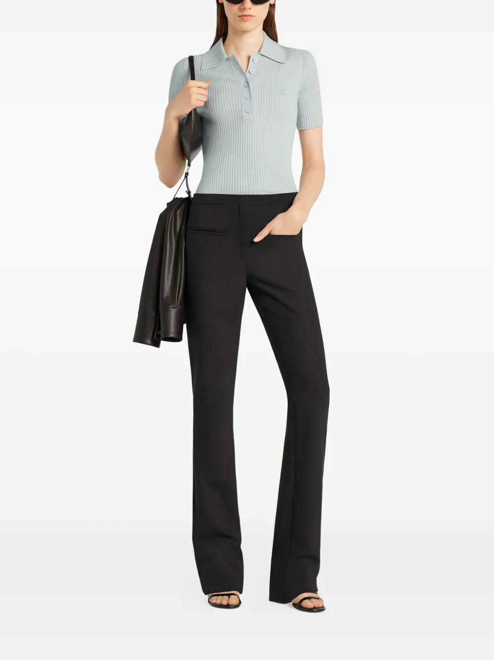 Courrèges Geribbelde polotop Blauw