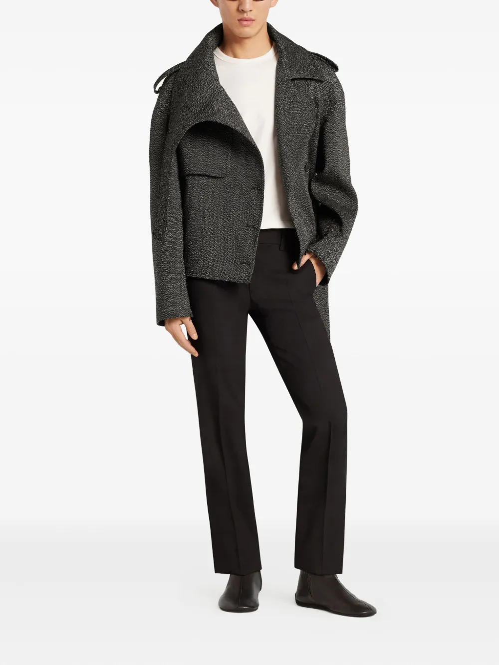 oversized-collar cropped jacket