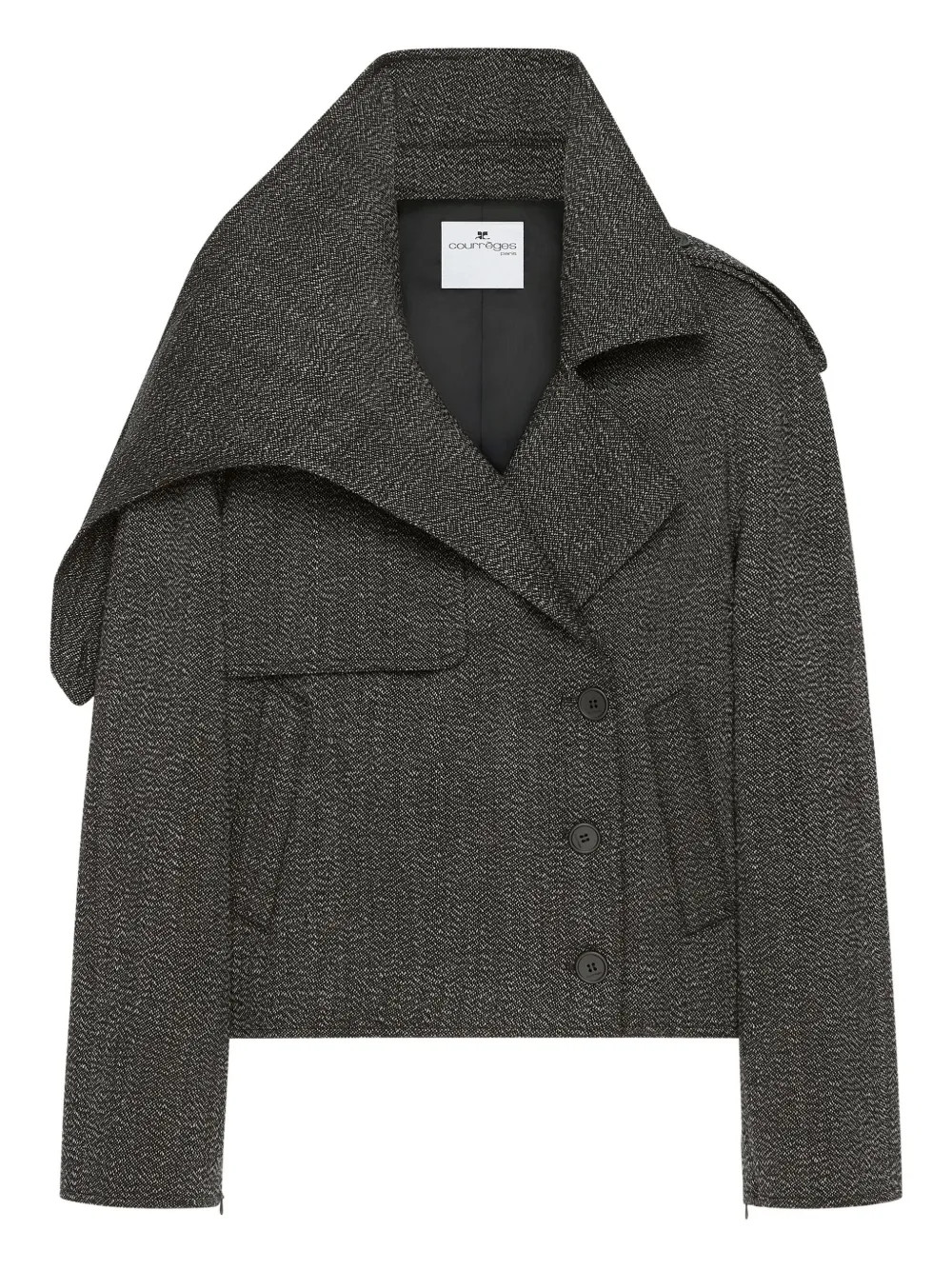 Courrèges oversized-collar cropped jacket | Grey | Image 1
