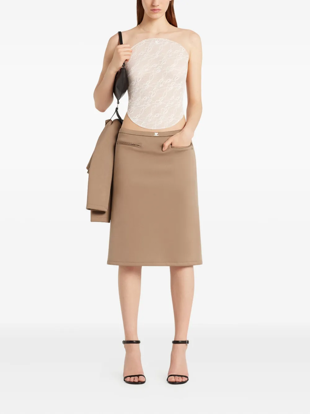 Courrèges Illusion body met kant Beige