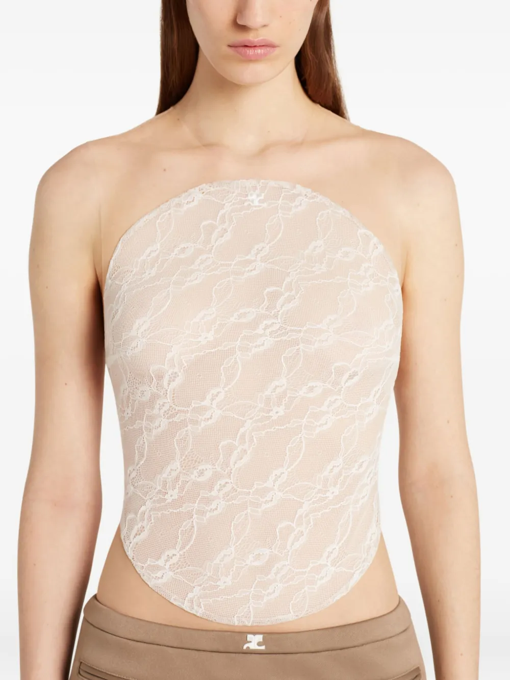 Courrèges Illusion body met kant Beige